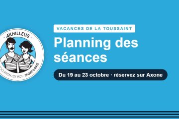 Planning des séances des vacances de la Toussaint, du 19 au 23 octobre